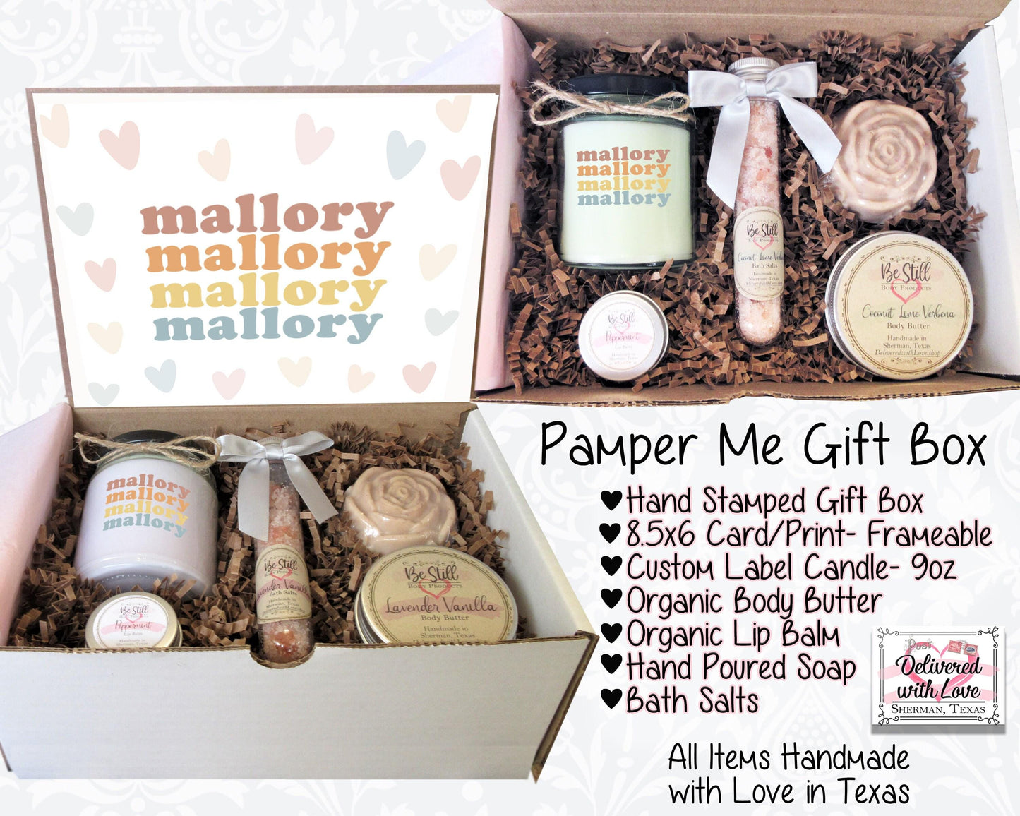 Personalized Gift | Spa Gift Box | Retro Stacked Name | Self Care Gift Box | Friend Care Package | Birthday, Congrats, Thank You, Love You