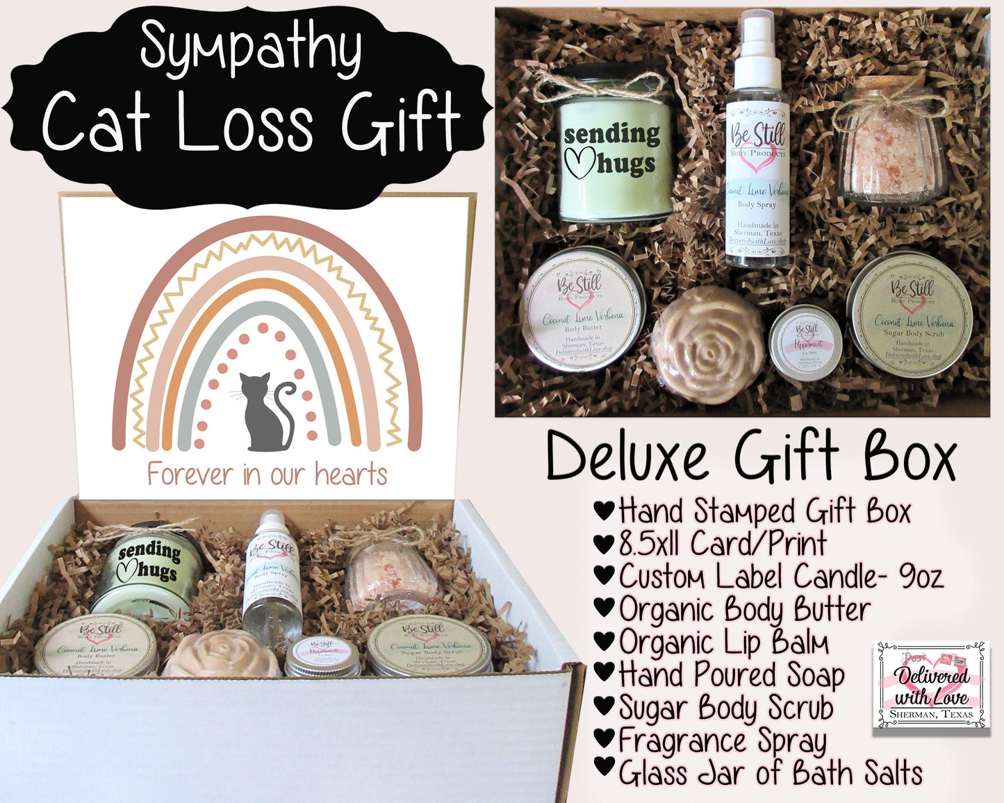 Pet Loss Gift Box | Cat Loss Care Package | Self Care Gift Box | Gift for Loss of Pet Cat | Pet Bereavement for Friend, Coworker, Family
