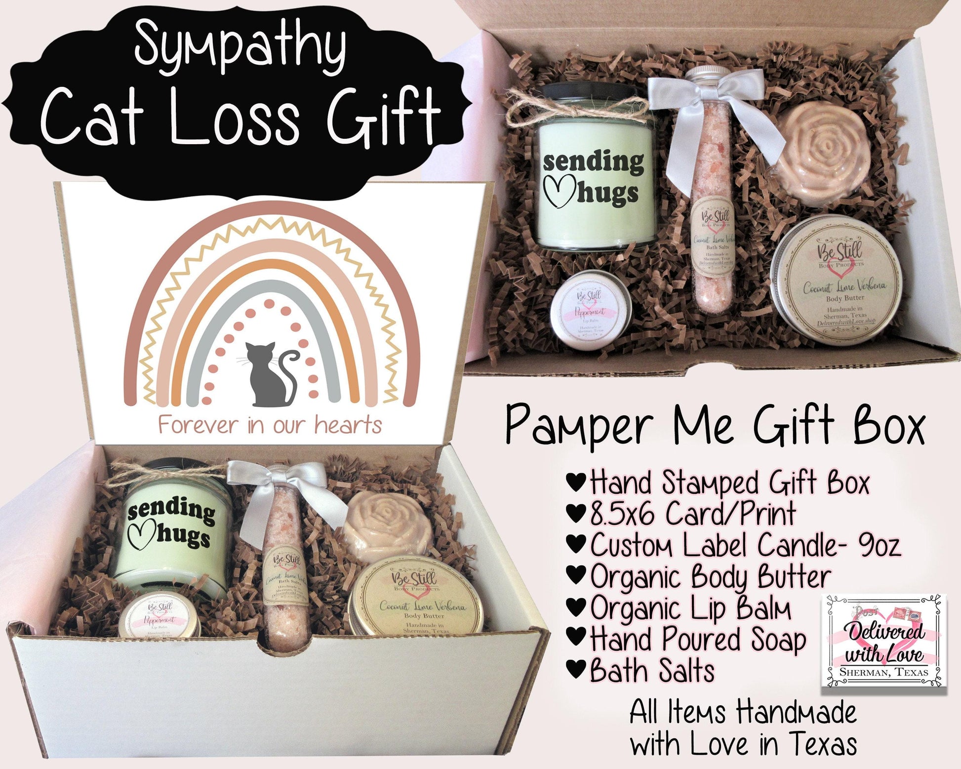 Pet Loss Gift Box | Cat Loss Care Package | Self Care Gift Box | Gift for Loss of Pet Cat | Pet Bereavement for Friend, Coworker, Family