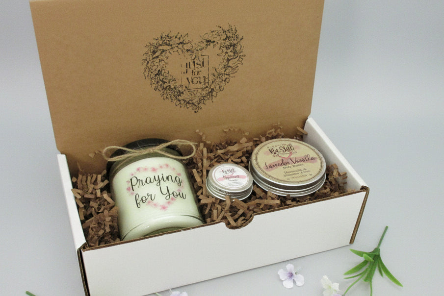 Praying for You | Christian Candle | Gift Box for Women | Encouragement, Get Well, Sympathy Gift | Self Care Gift Box | Friend, Coworker