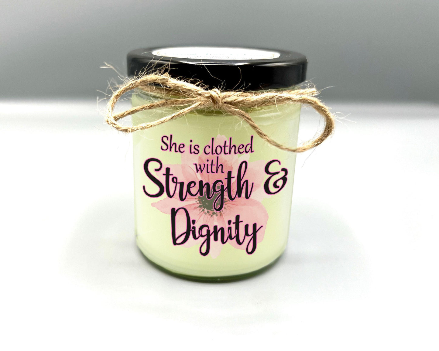 Proverbs 31 Candle | She is Clothed with Strength and Dignity | Bible Verse Candle | Christian Gift | Custom Candle | Christian Home Decor