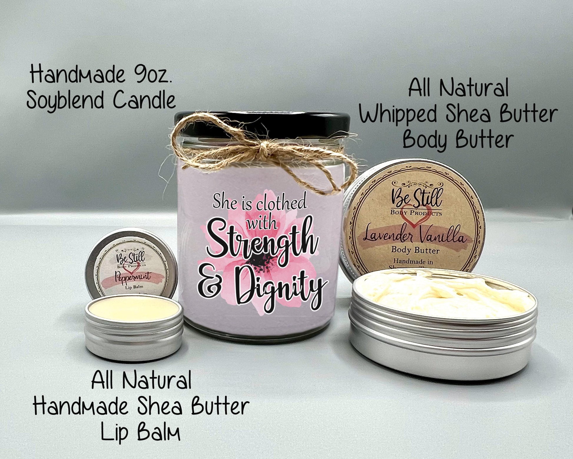 Proverbs 31 Christian Gift Box- Candle, T-Shirt, Tumbler, Spa Items Care Package,  She is Clothed with Strength and Dignity