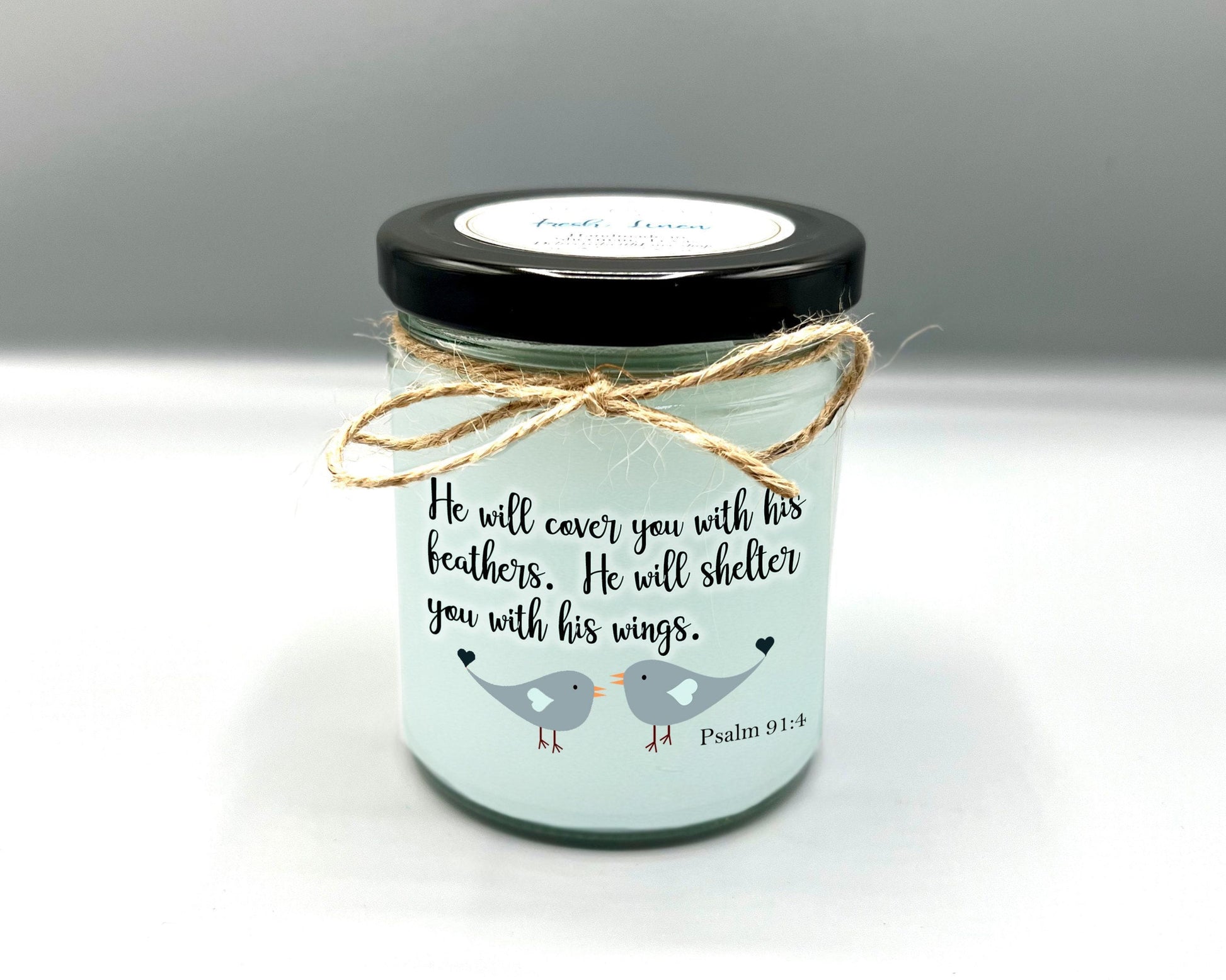 Psalms 91:4 Candle | He Will Cover You With His Feathers | Bible Verse Candle | Christian Gift | Custom Candle | Christian Home Decor