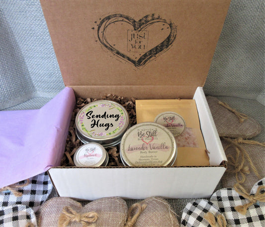 SENDING HUGS Gift | Self Care Gift Box | Care Package for Her | Get Well Gift | Sympathy Gift | Break Up Gift | Condolences Gift