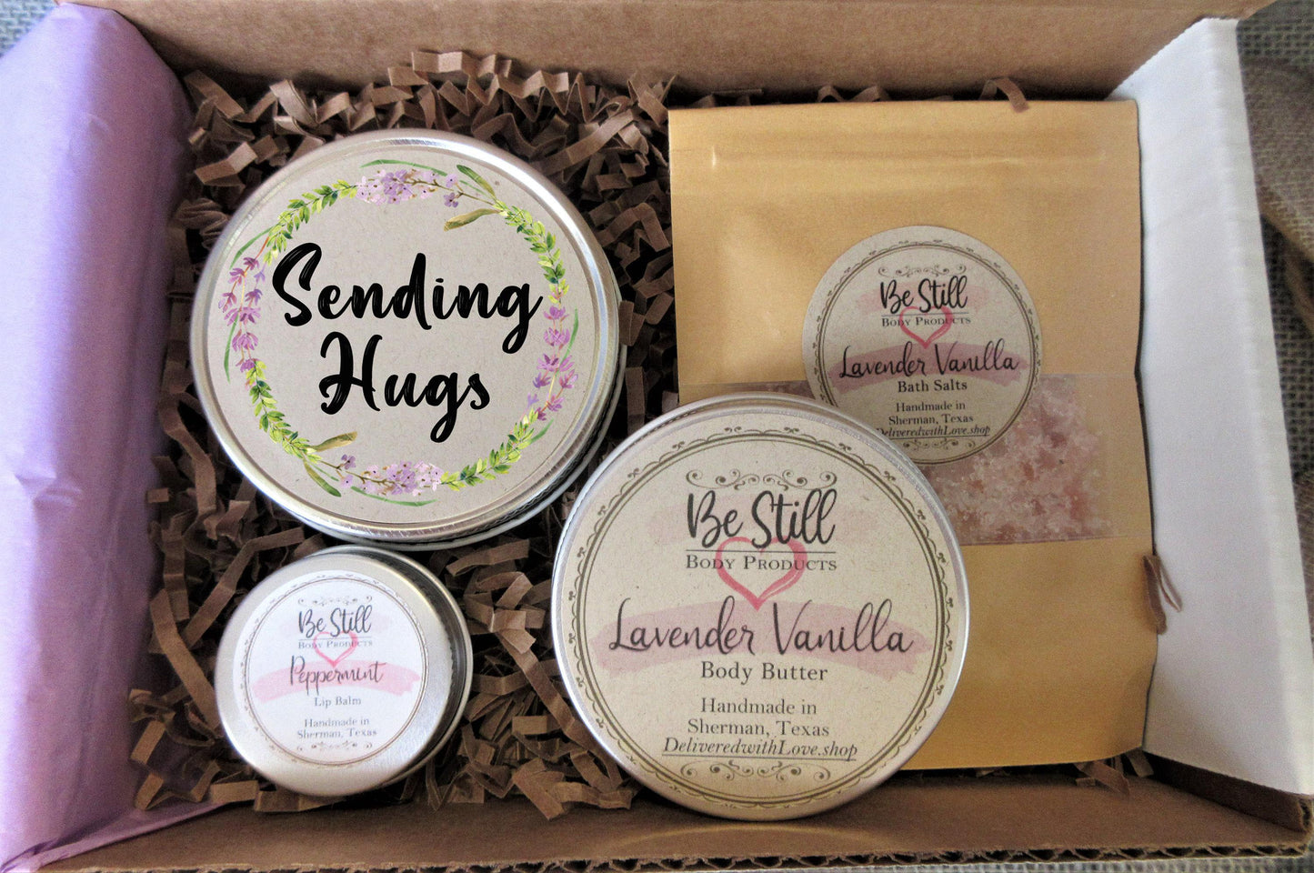 SENDING HUGS Gift | Self Care Gift Box | Care Package for Her | Get Well Gift | Sympathy Gift | Break Up Gift | Condolences Gift
