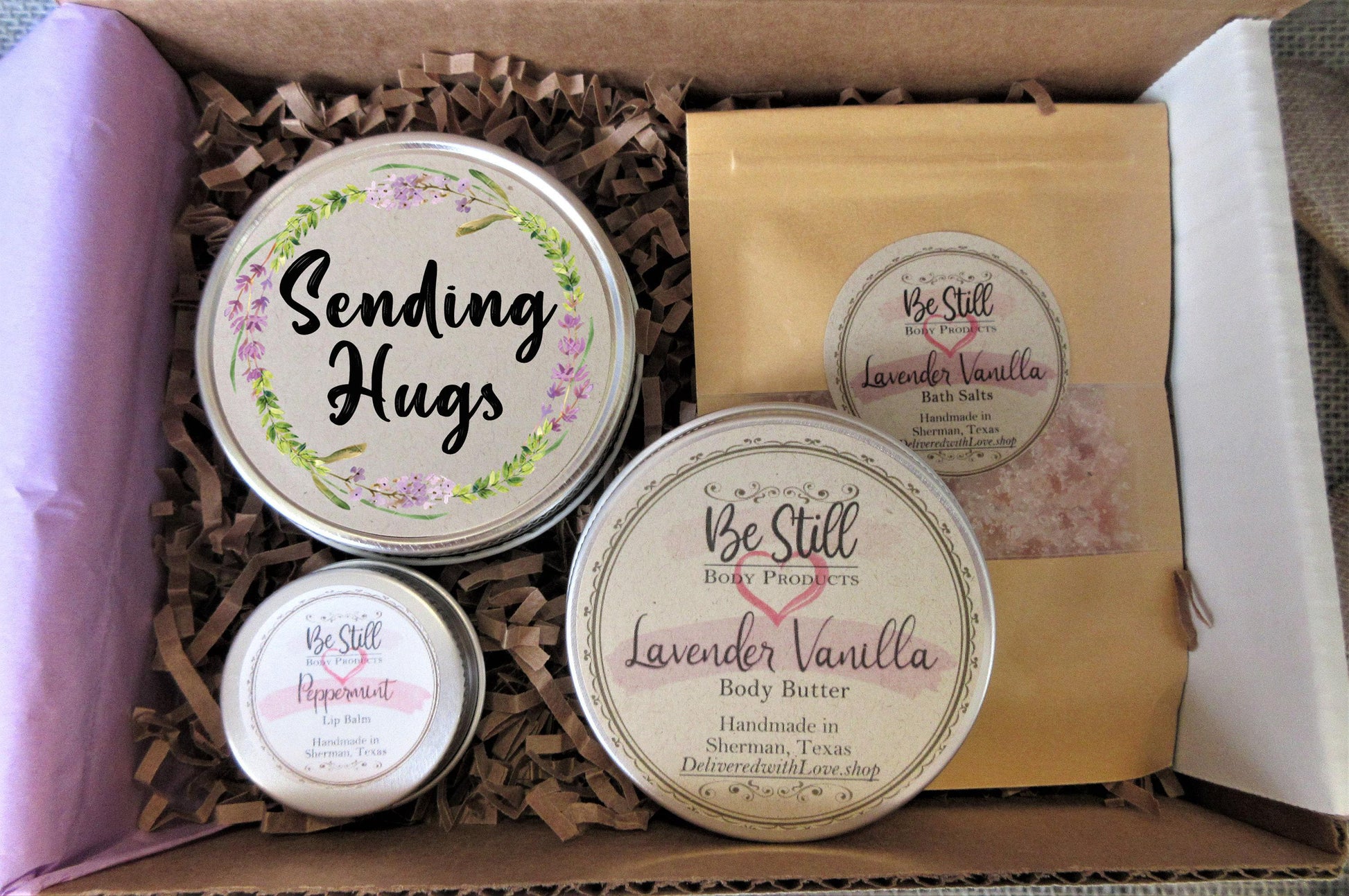 SENDING HUGS Gift | Self Care Gift Box | Care Package for Her | Get Well Gift | Sympathy Gift | Break Up Gift | Condolences Gift