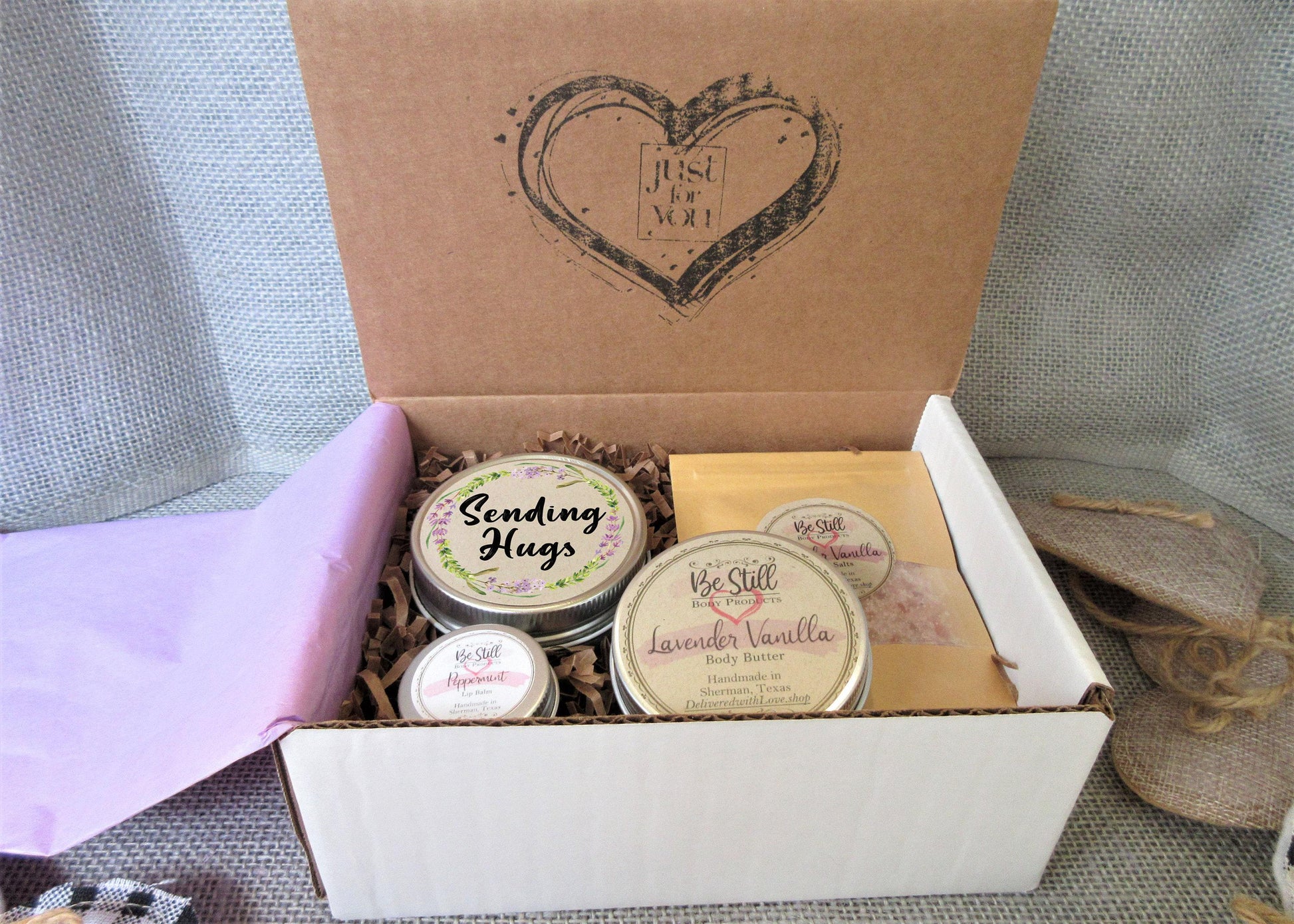 SENDING HUGS Gift | Self Care Gift Box | Care Package for Her | Get Well Gift | Sympathy Gift | Break Up Gift | Condolences Gift