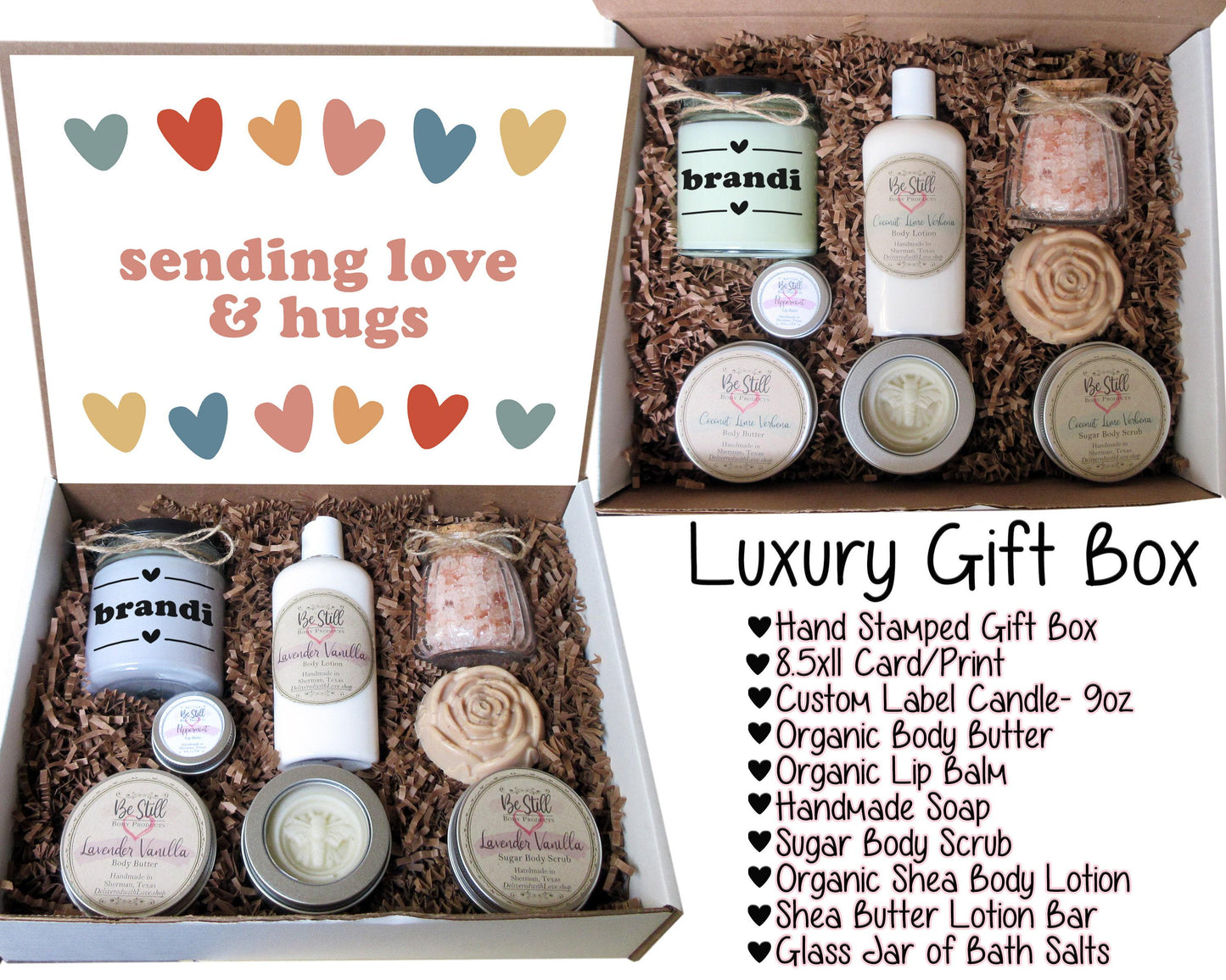 Sending Love & Hugs Gift | Self Care Gift Box | Spa Gift Box | College Care Package | Miss You, Get Well, Encouragement, Sympathy, Break-Up