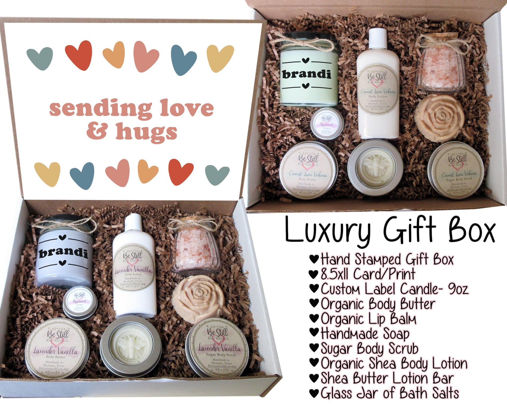 Sending Love & Hugs Gift | Self Care Gift Box | Spa Gift Box | College Care Package | Miss You, Get Well, Encouragement, Sympathy, Break-Up