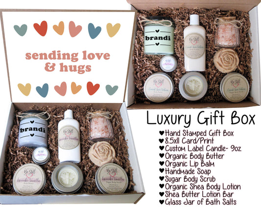 Sending Love & Hugs Gift | Self Care Gift Box | Spa Gift Box | College Care Package | Miss You, Get Well, Encouragement, Sympathy, Break-Up