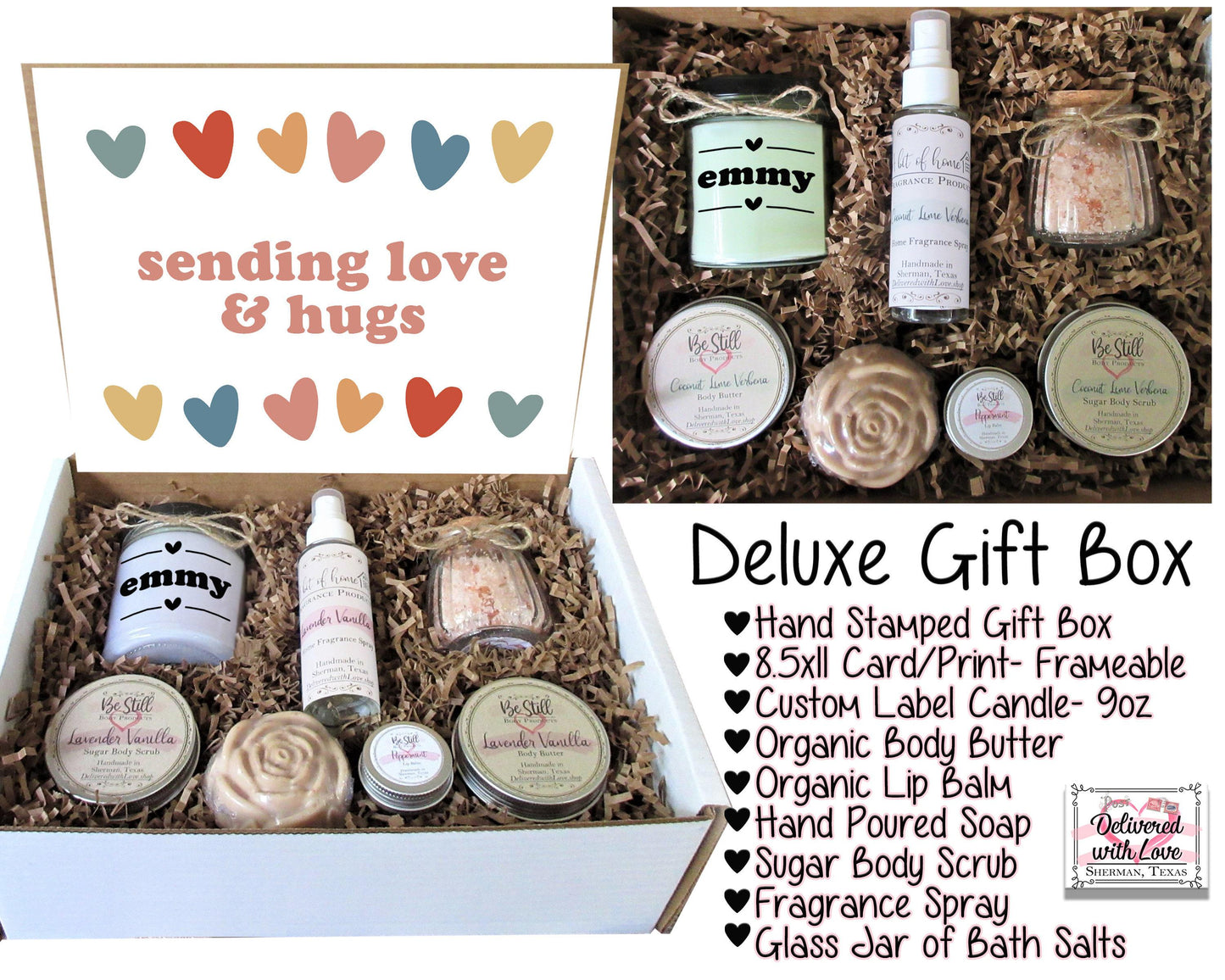 Sending Love & Hugs Gift | Self Care Gift Box | Spa Gift Box | College Care Package | Miss You, Get Well, Encouragement, Sympathy, Break-Up