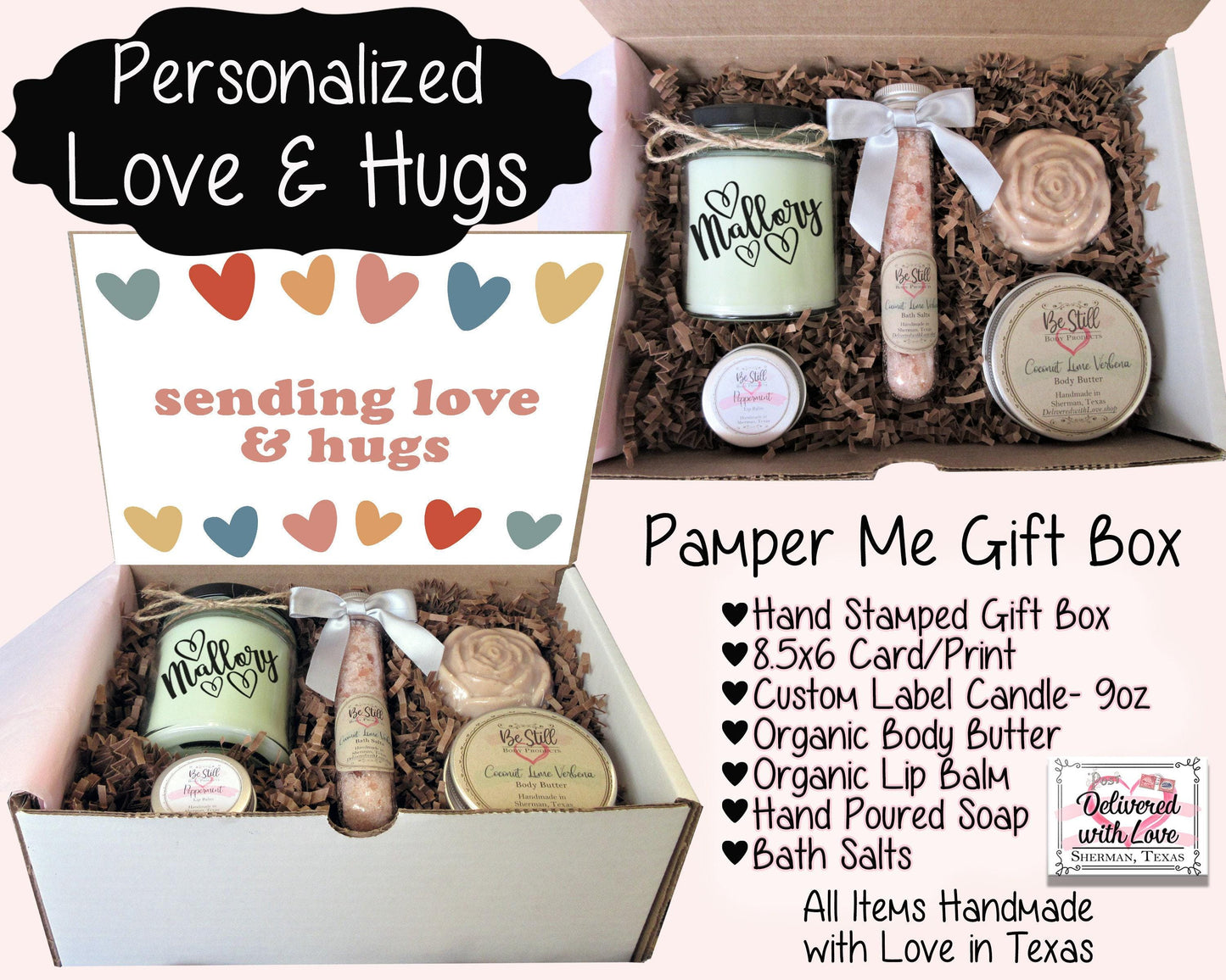 Sending Love & Hugs Gift | Self Care Gift Box | Spa Gift Box | College Care Package | Miss You, Get Well, Encouragement, Sympathy, Break-Up