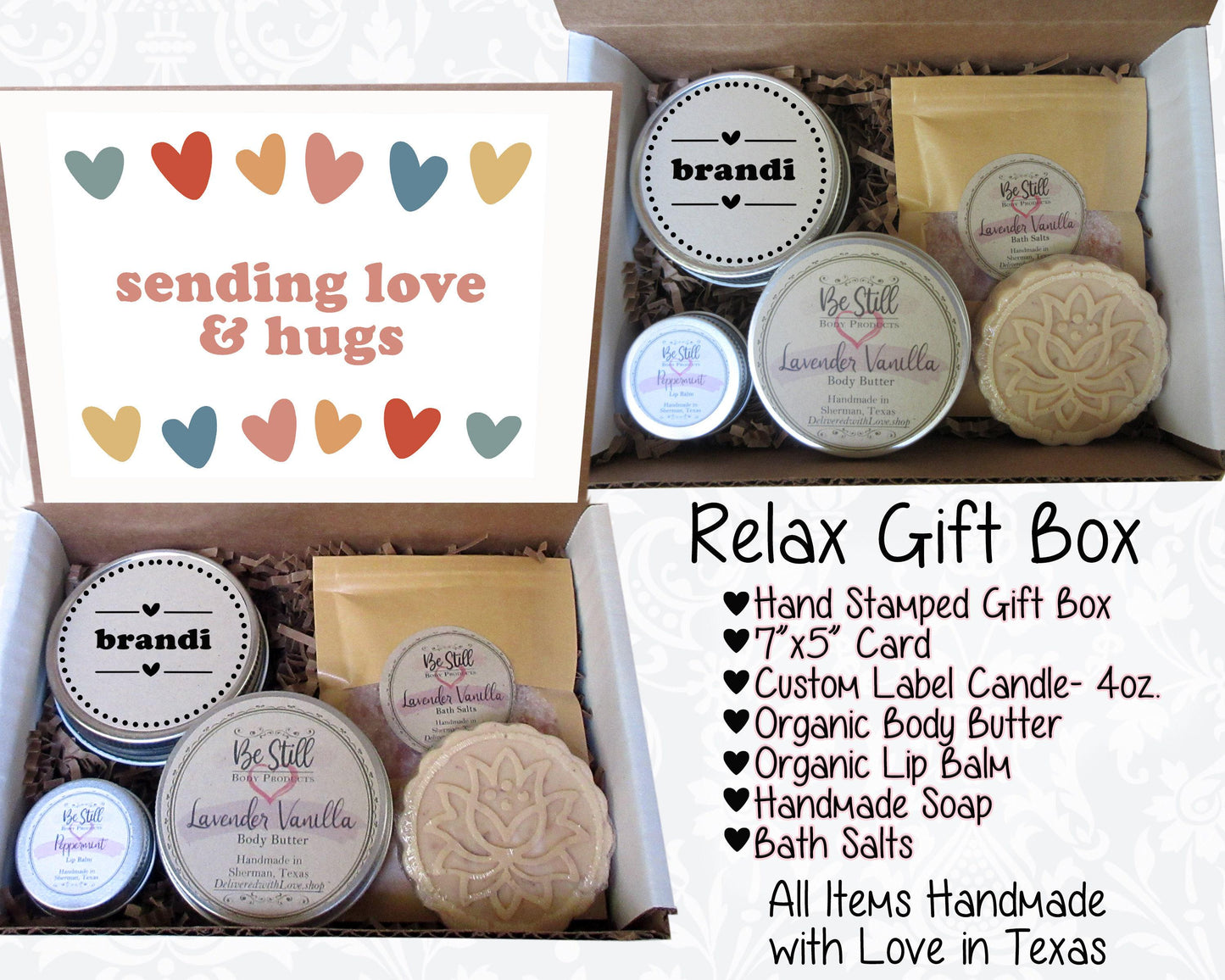 Sending Love & Hugs Gift | Self Care Gift Box | Spa Gift Box | College Care Package | Miss You, Get Well, Encouragement, Sympathy, Break-Up