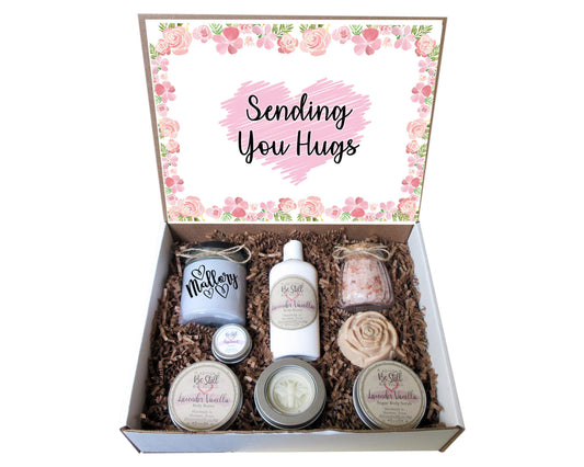 Sending You Hugs Gift Box | Self Care Gift Box | Custom Gift Box | Personalized Care Package | Get Well, Encouragement, Cheer Up Gift