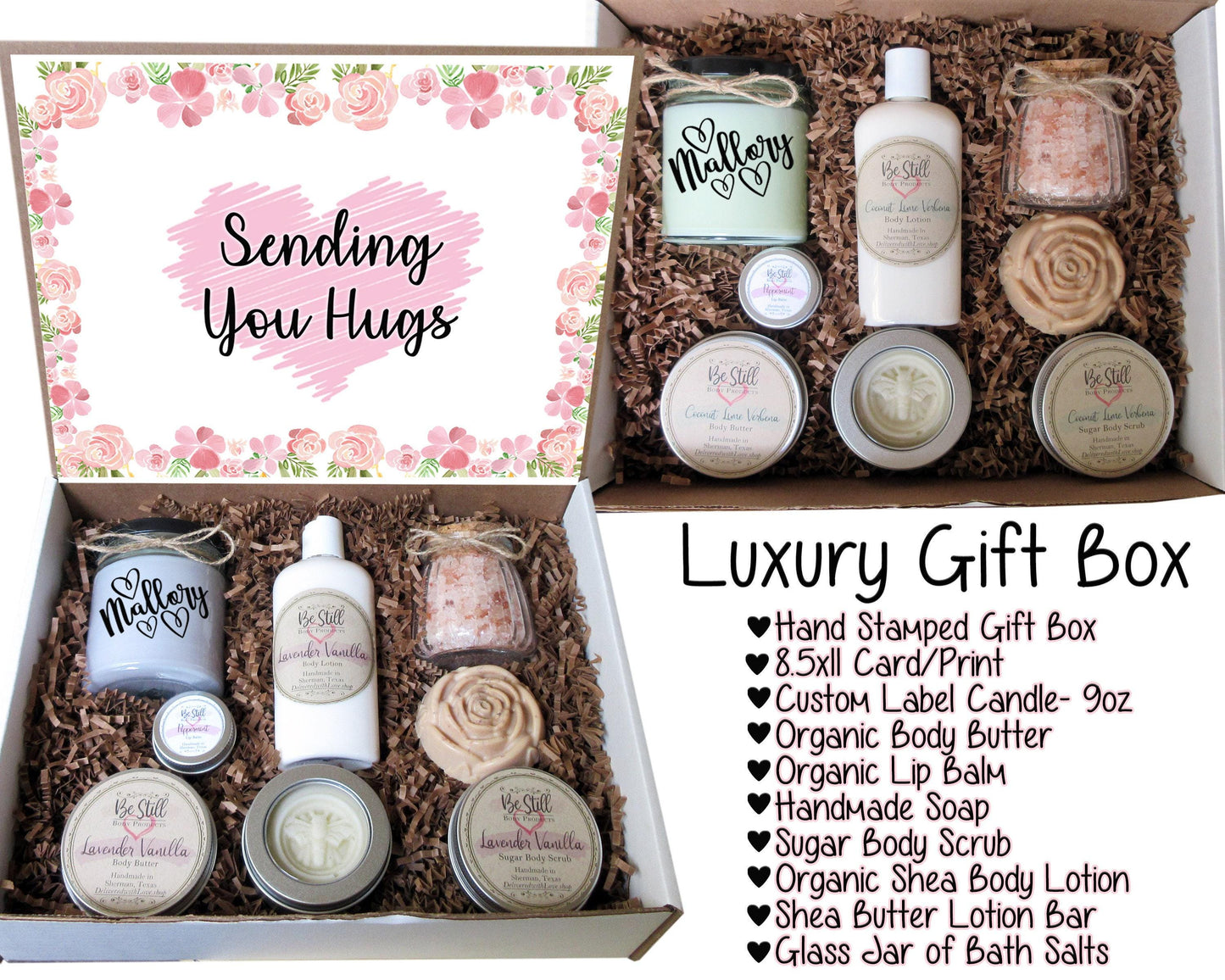 Sending You Hugs Gift Box | Self Care Gift Box | Custom Gift Box | Personalized Care Package | Get Well, Encouragement, Cheer Up Gift