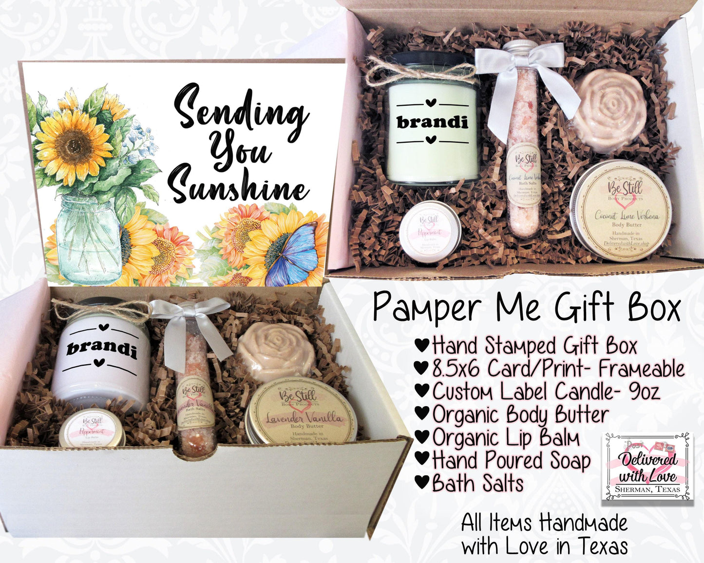 Sending You Sunshine Gift Box | Personalized Self Care Gift Box | Custom Gift Box | Care Package | Get Well, Encouragement, Cheer Up Gift