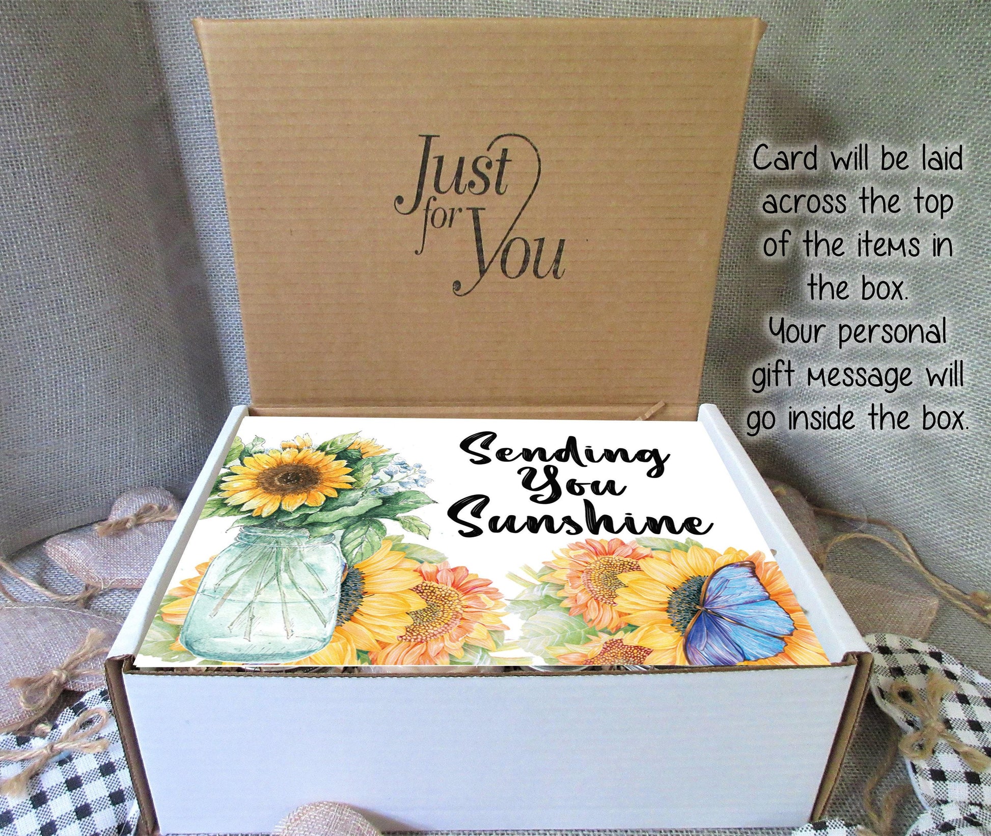 Sending You Sunshine Gift Box | Personalized Self Care Gift Box | Custom Gift Box | Care Package | Get Well, Encouragement, Cheer Up Gift