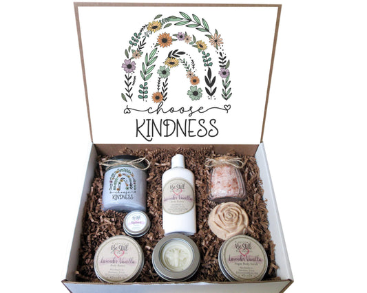 Spa Gift Box | Choose Kindness | Handmade Natural Products | Care Package for Her | Self Care Gift Box | Positive Quote