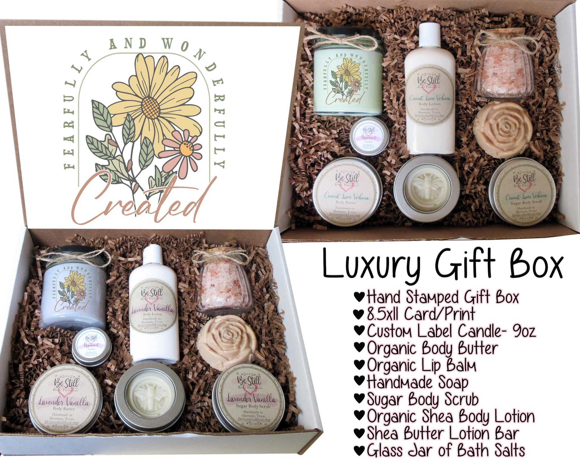 Spa Gift Box | Fearfully & Wonderfully Created | Psalm 139:14 | Christian Gift Box | Care Package for Her | Self Care Gift Box | Handmade