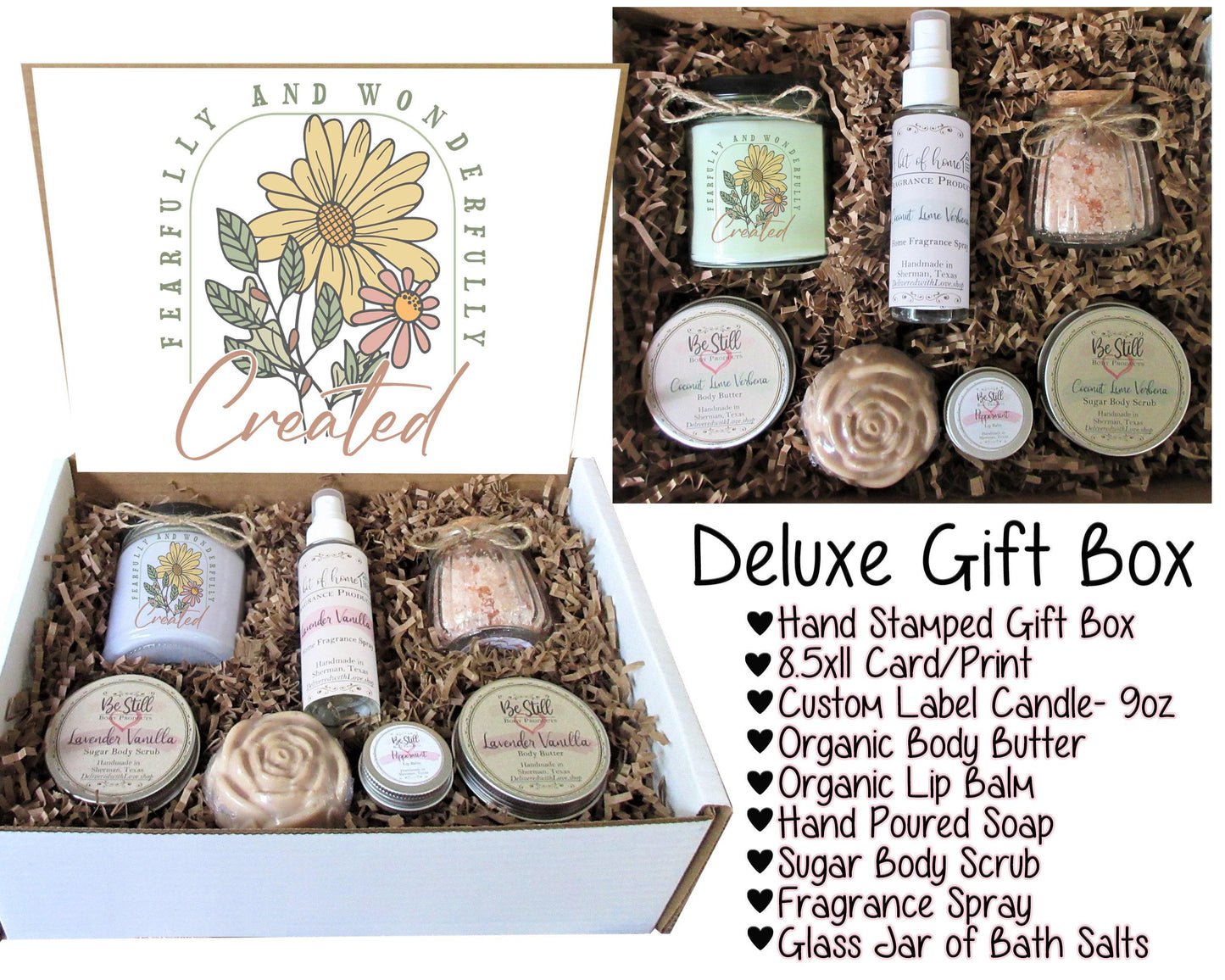 Spa Gift Box | Fearfully & Wonderfully Created | Psalm 139:14 | Christian Gift Box | Care Package for Her | Self Care Gift Box | Handmade