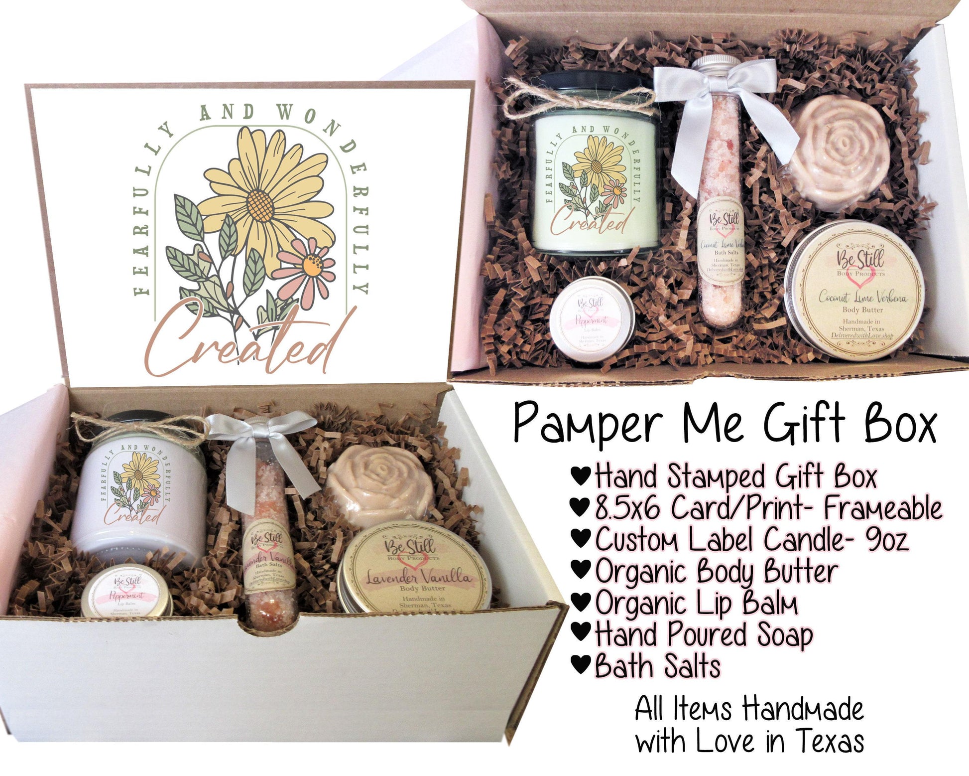 Spa Gift Box | Fearfully & Wonderfully Created | Psalm 139:14 | Christian Gift Box | Care Package for Her | Self Care Gift Box | Handmade