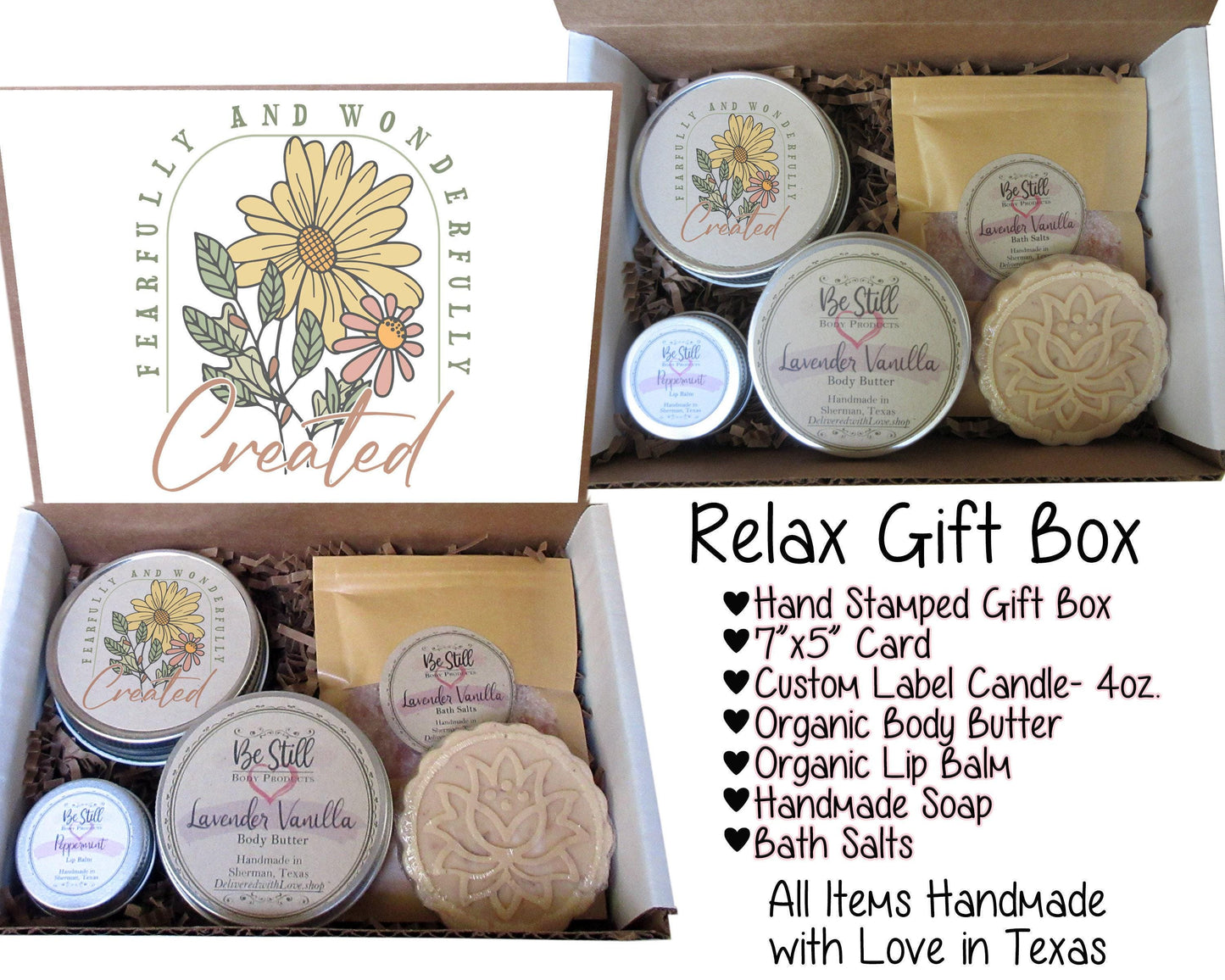 Spa Gift Box | Fearfully & Wonderfully Created | Psalm 139:14 | Christian Gift Box | Care Package for Her | Self Care Gift Box | Handmade