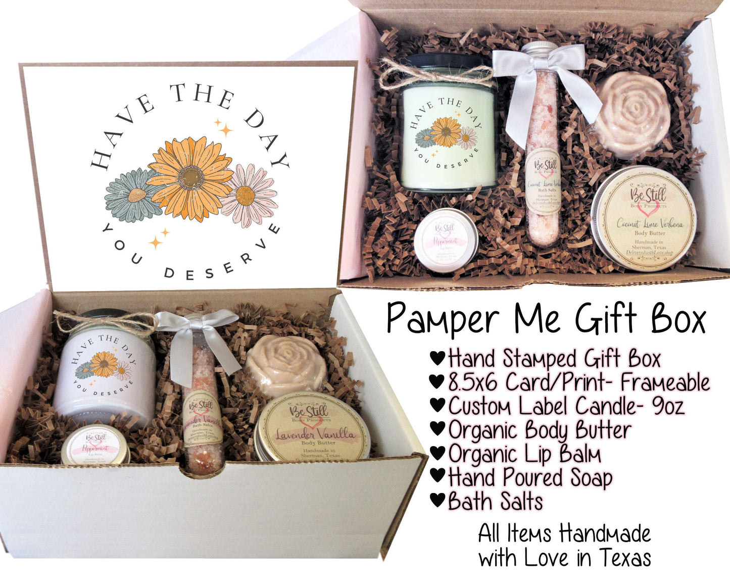 Spa Gift Box | Have the Day You Deserve | Handmade Products | Care Package for Her | Self Care Gift Box | Graduation, Wedding, Birthday