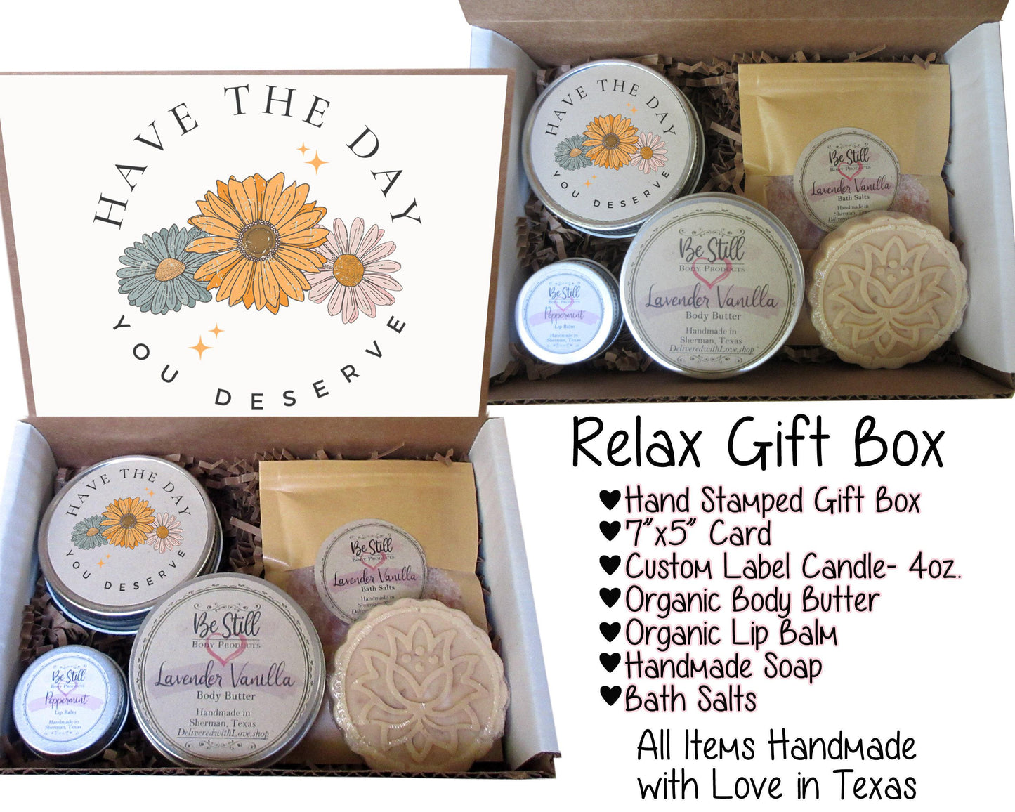 Spa Gift Box | Have the Day You Deserve | Handmade Products | Care Package for Her | Self Care Gift Box | Graduation, Wedding, Birthday