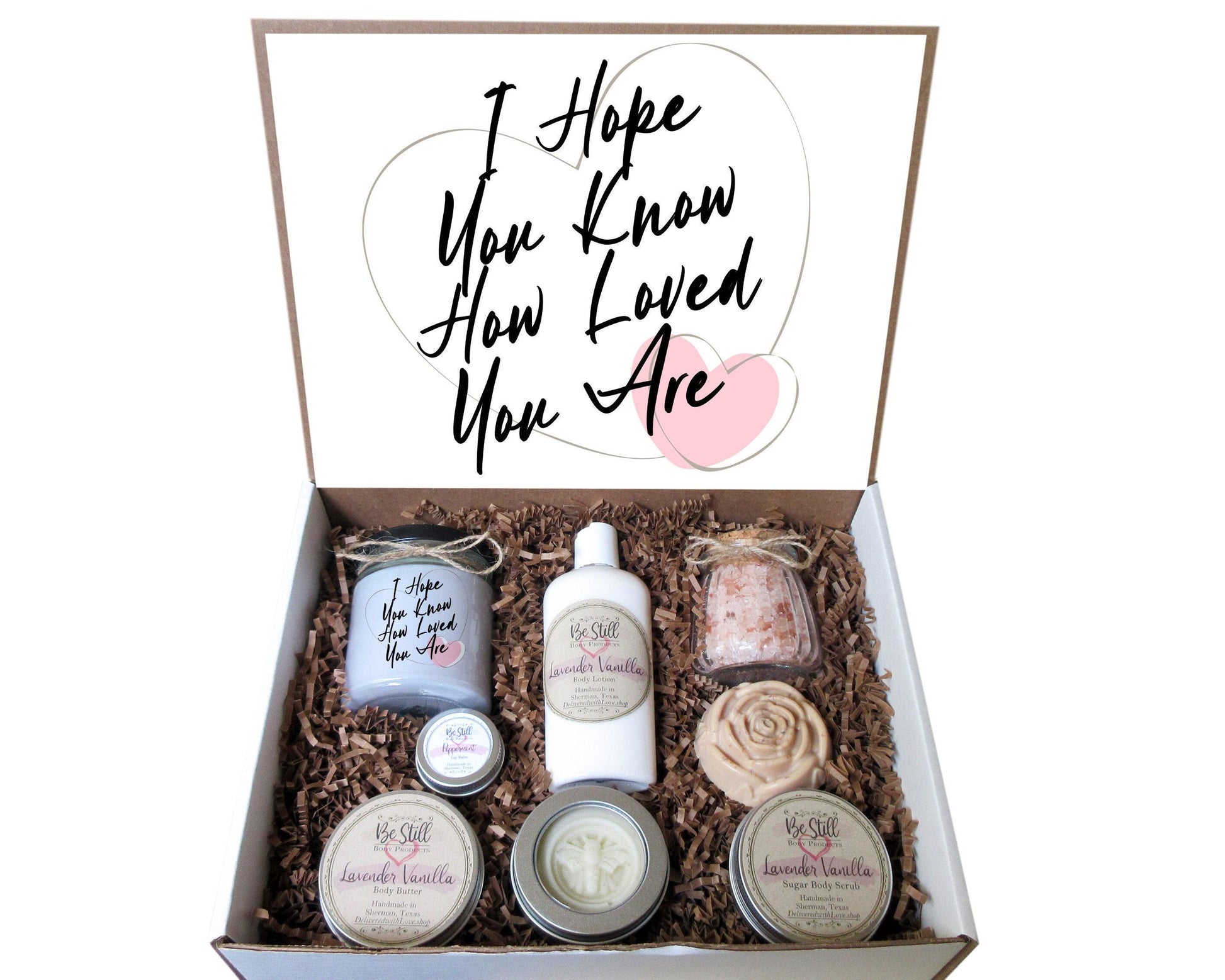 Spa Gift Box | I Hope You Know How Loved You Are | Handmade Products | Care Package for Her | Self Care Gift Box | Wife, Daughter, Friend