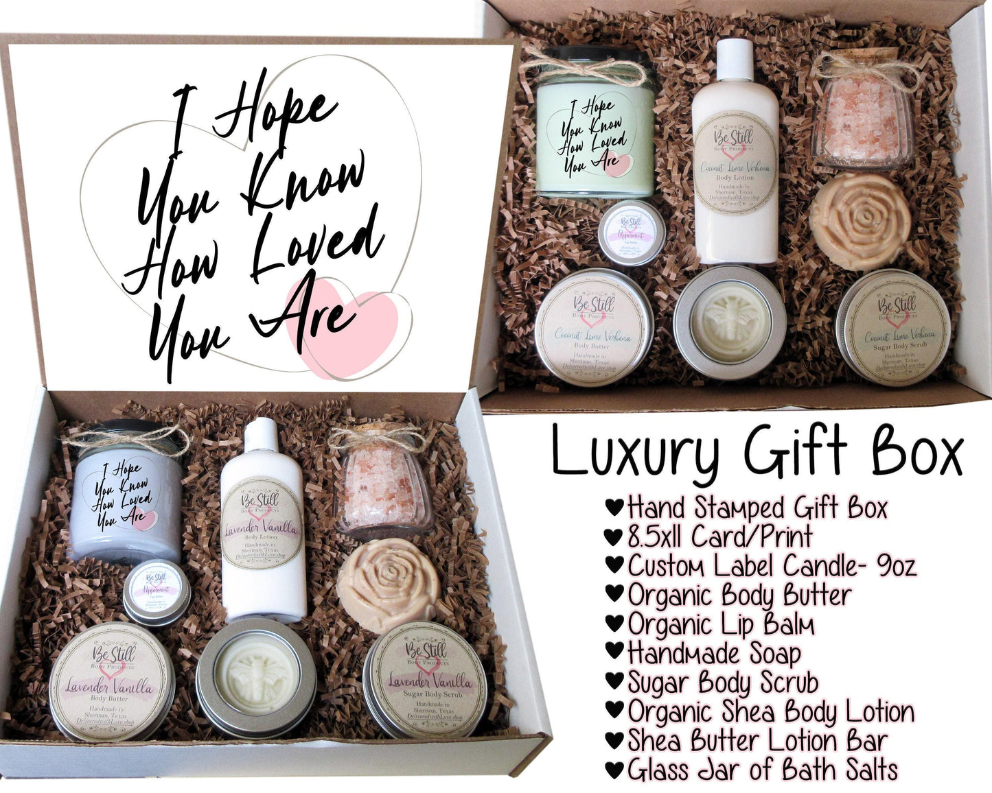 Spa Gift Box | I Hope You Know How Loved You Are | Handmade Products | Care Package for Her | Self Care Gift Box | Wife, Daughter, Friend