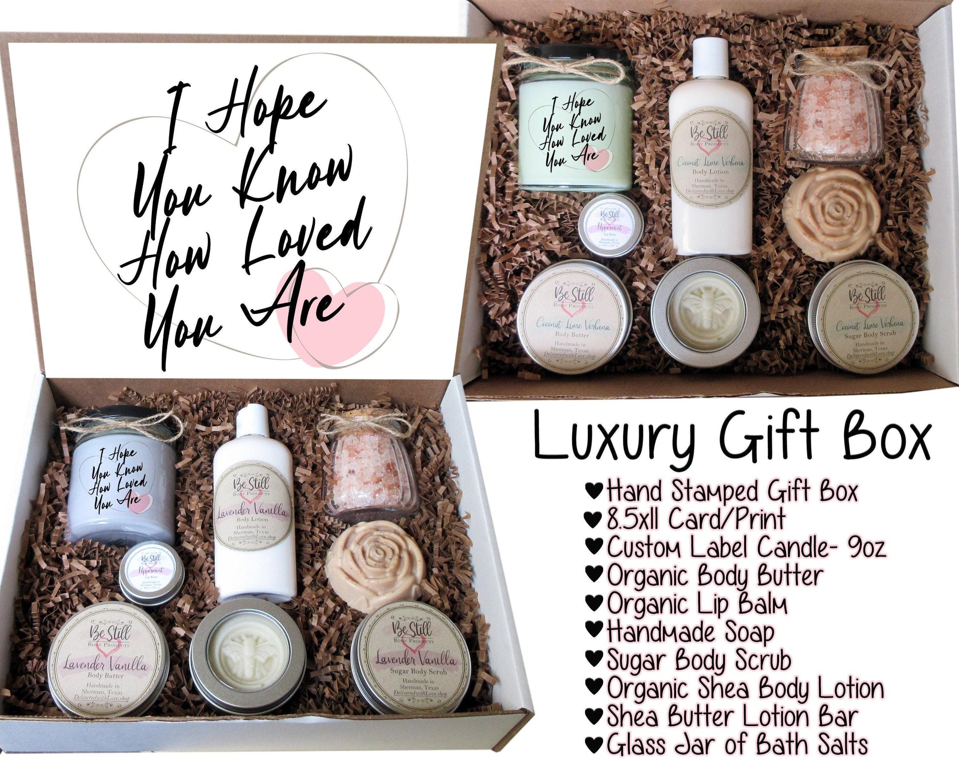Spa Gift Box | I Hope You Know How Loved You Are | Handmade Products | Care Package for Her | Self Care Gift Box | Wife, Daughter, Friend