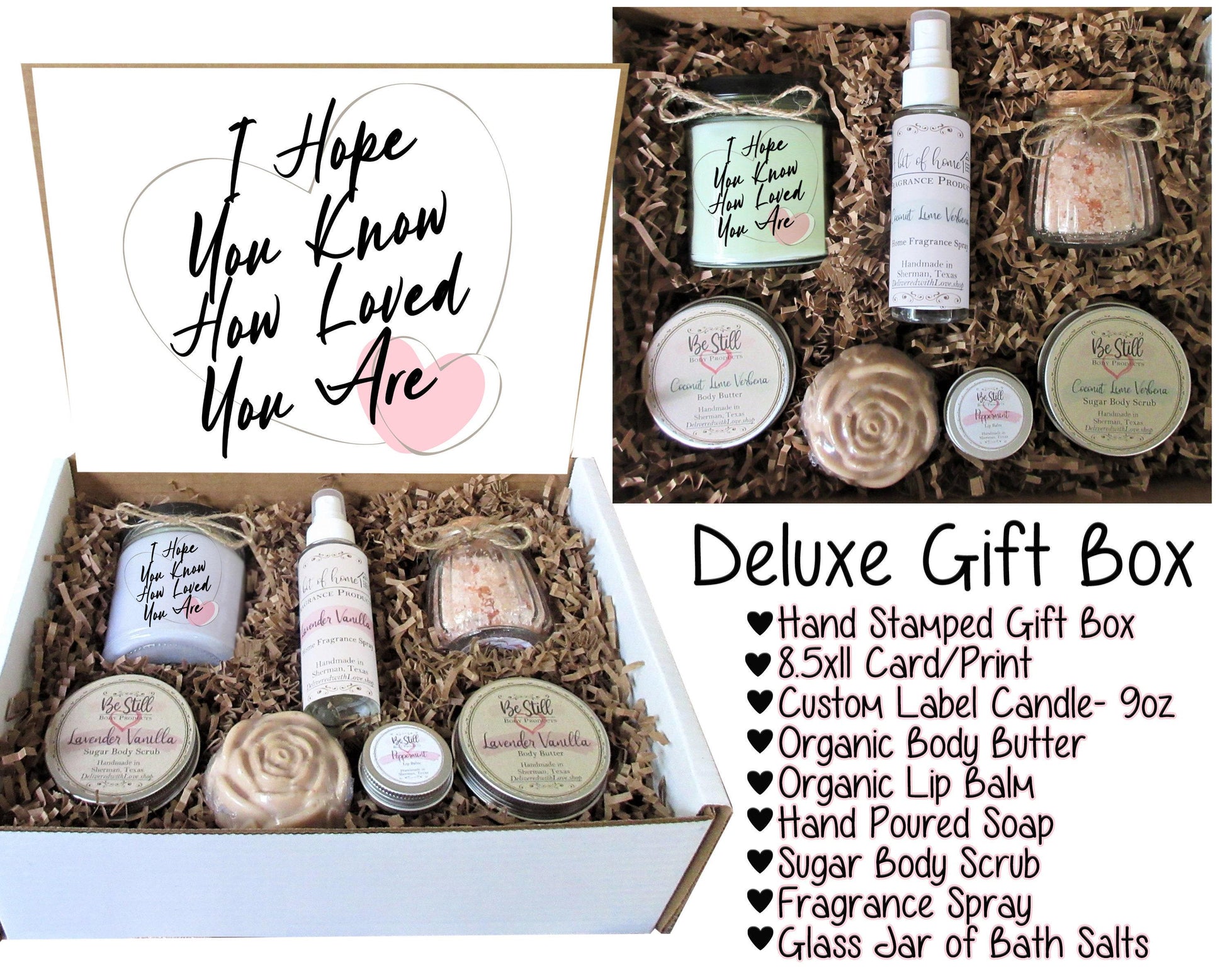 Spa Gift Box | I Hope You Know How Loved You Are | Handmade Products | Care Package for Her | Self Care Gift Box | Wife, Daughter, Friend