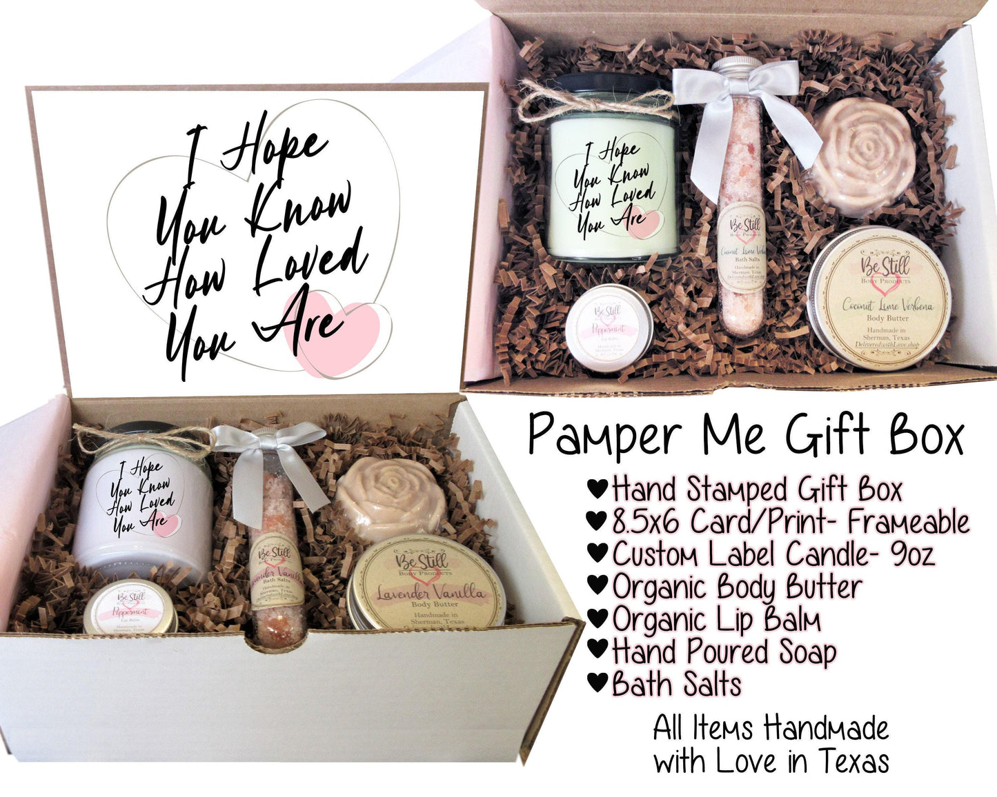 Spa Gift Box | I Hope You Know How Loved You Are | Handmade Products | Care Package for Her | Self Care Gift Box | Wife, Daughter, Friend