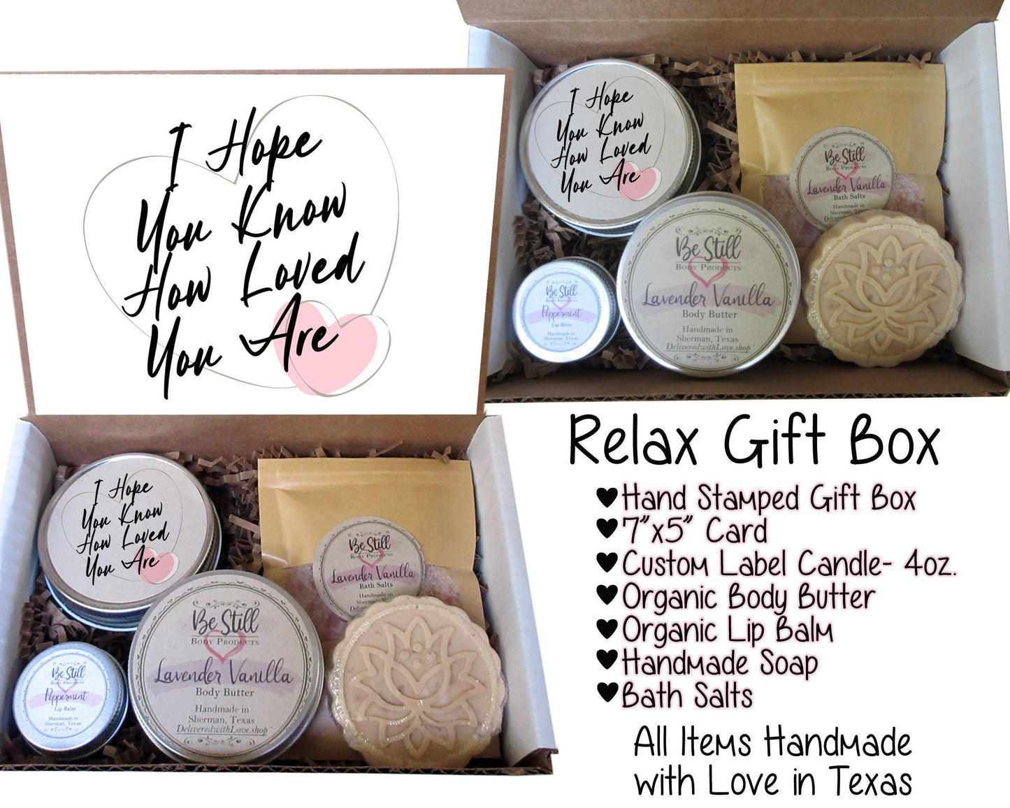 Spa Gift Box | I Hope You Know How Loved You Are | Handmade Products | Care Package for Her | Self Care Gift Box | Wife, Daughter, Friend