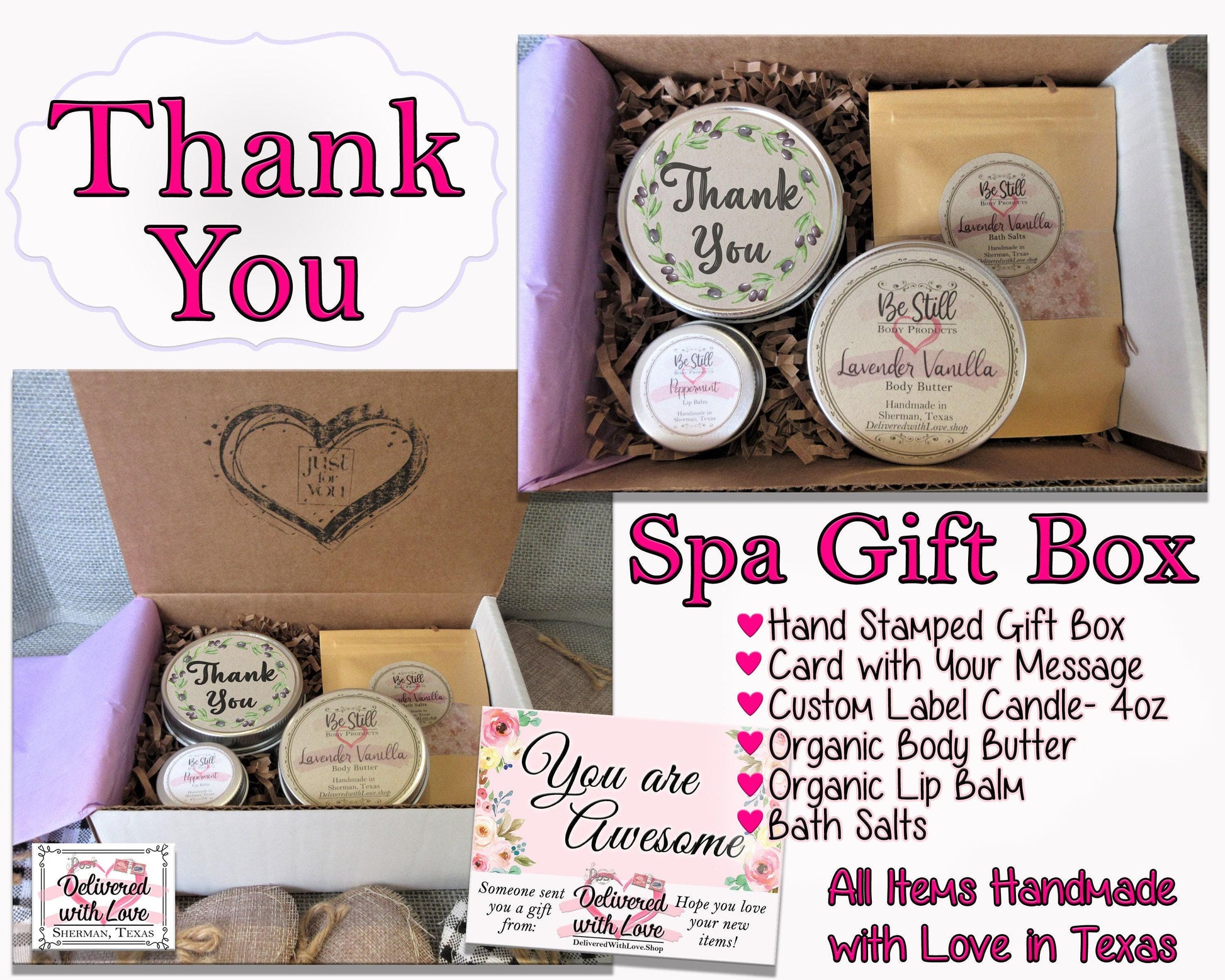 THANK YOU Gift Box | Self Care Gift Box | Care Package for Her | Thank You Spa Gift Box | Appreciation Gift | Gratitude Gift
