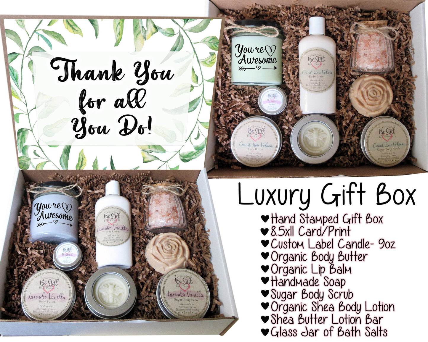 Thank You Gift Box | Self Care Gift Box | Custom Gift Box | Personalized Care Package | Thanks, Appreciation- Friend, Client, Employee