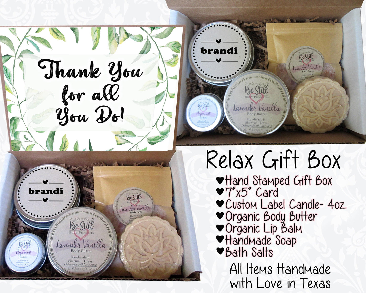 Thank You Gift Box | Self Care Gift Box | Custom Gift Box | Personalized Care Package | Thanks, Appreciation- Friend, Client, Employee