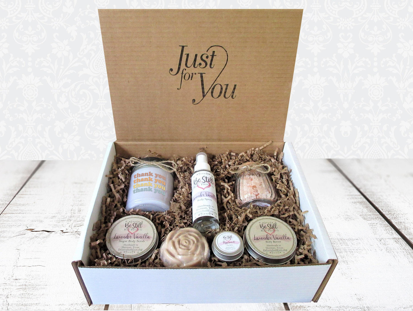 Thank You Gift Box | Self Care Gift Box | Thanks Care Package | Spa Gift Box | Retro Stacked | Appreciation Gift- Friend, Coworker, Customer