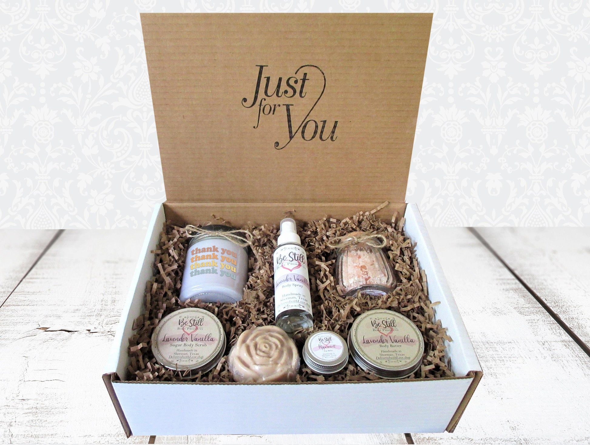 Thank You Gift Box | Self Care Gift Box | Thanks Care Package | Spa Gift Box | Retro Stacked | Appreciation Gift- Friend, Coworker, Customer