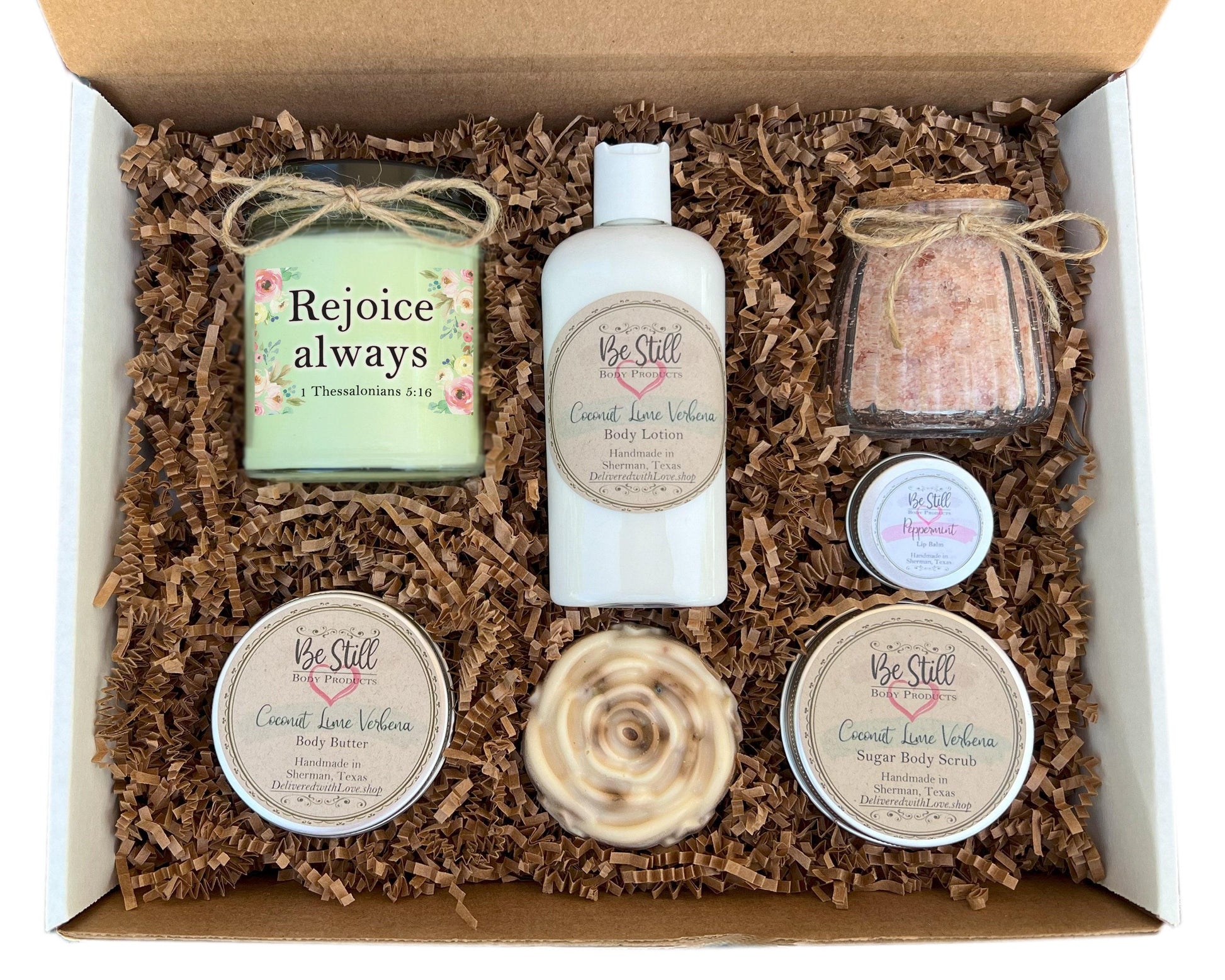 1 Thessalonians 5:16 Spa Box | Rejoice Always | For You or a Gift | Christian Gift Box | Handmade, Natural Products