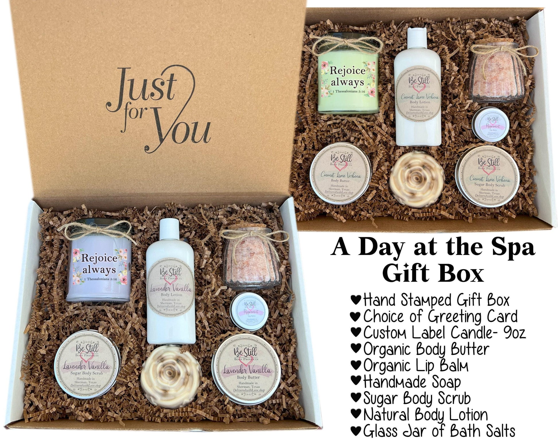 1 Thessalonians 5:16 Spa Box | Rejoice Always | For You or a Gift | Christian Gift Box | Handmade, Natural Products