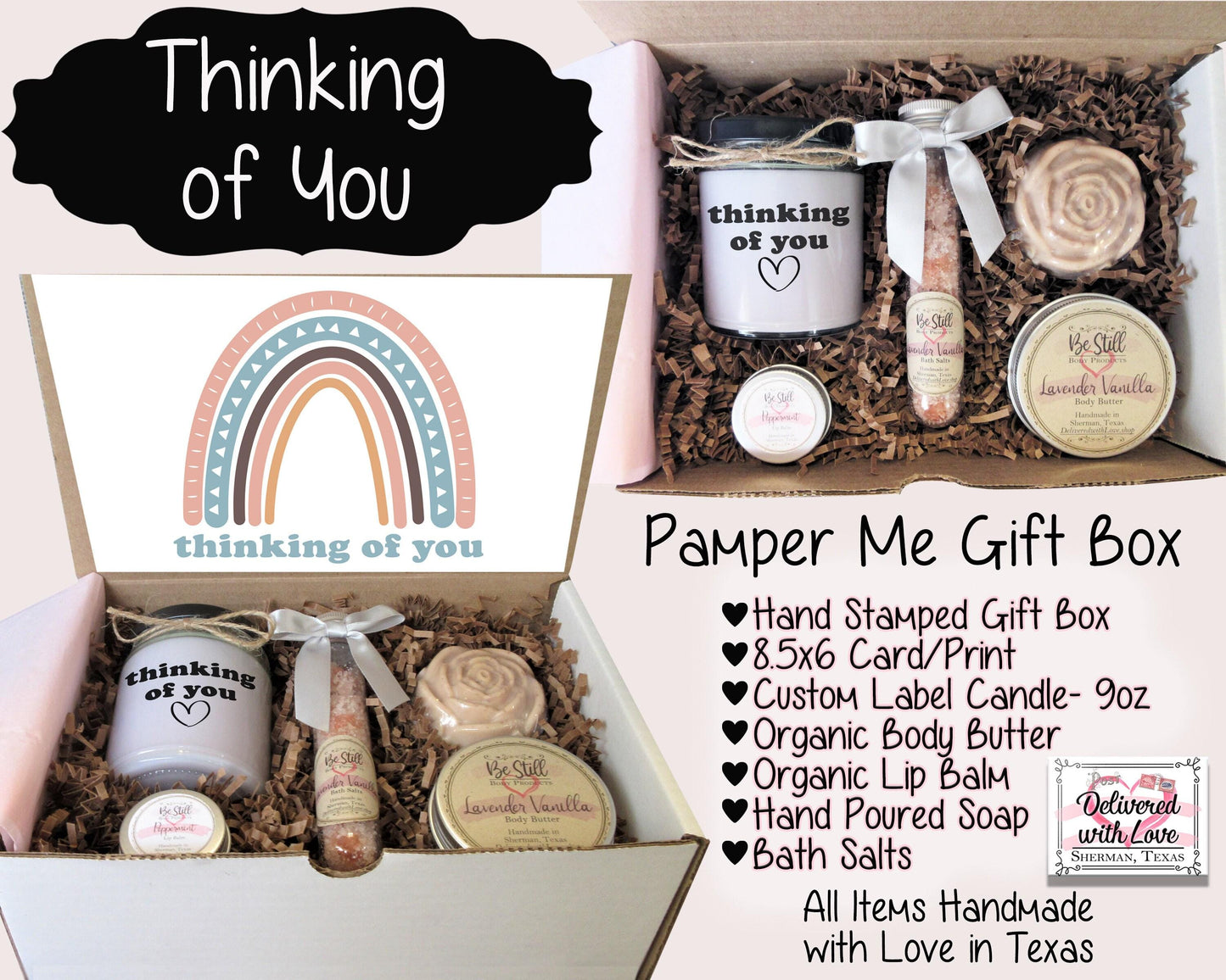 Thinking of You Care Package | Boho Gift Box| Self Care Gift Box | College Care Package | Miss You, Get Well, Sympathy, Injury, Surgery