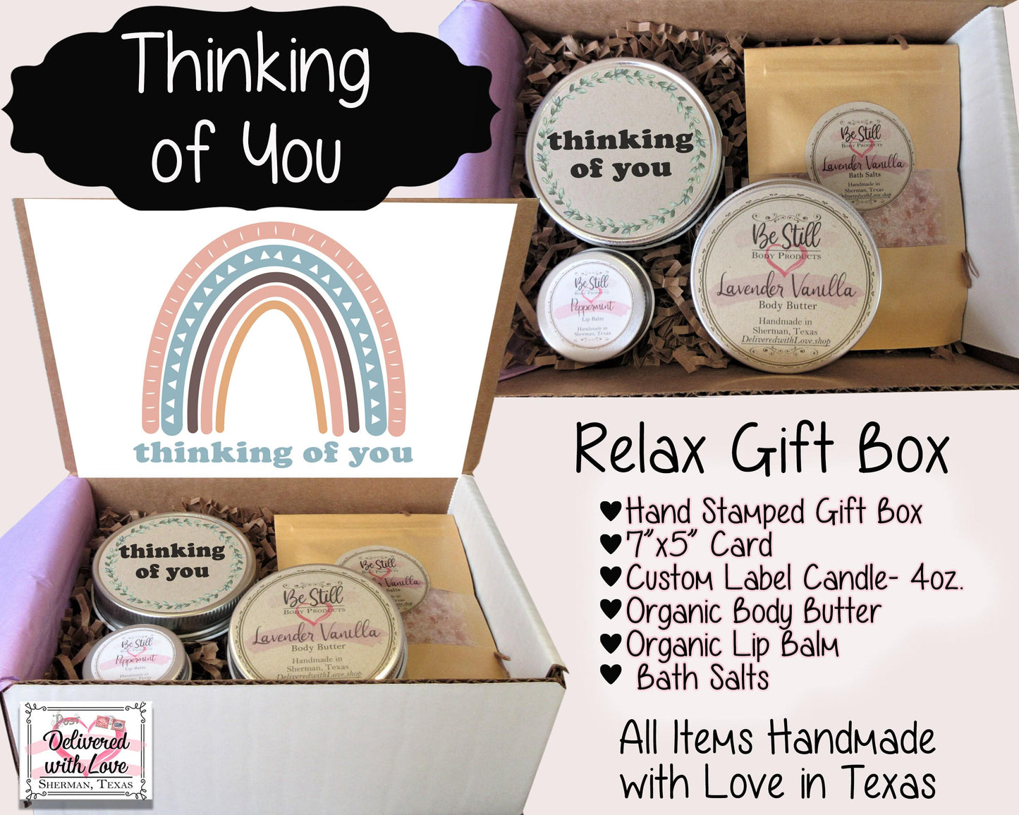 Thinking of You Care Package | Boho Gift Box| Self Care Gift Box | College Care Package | Miss You, Get Well, Sympathy, Injury, Surgery