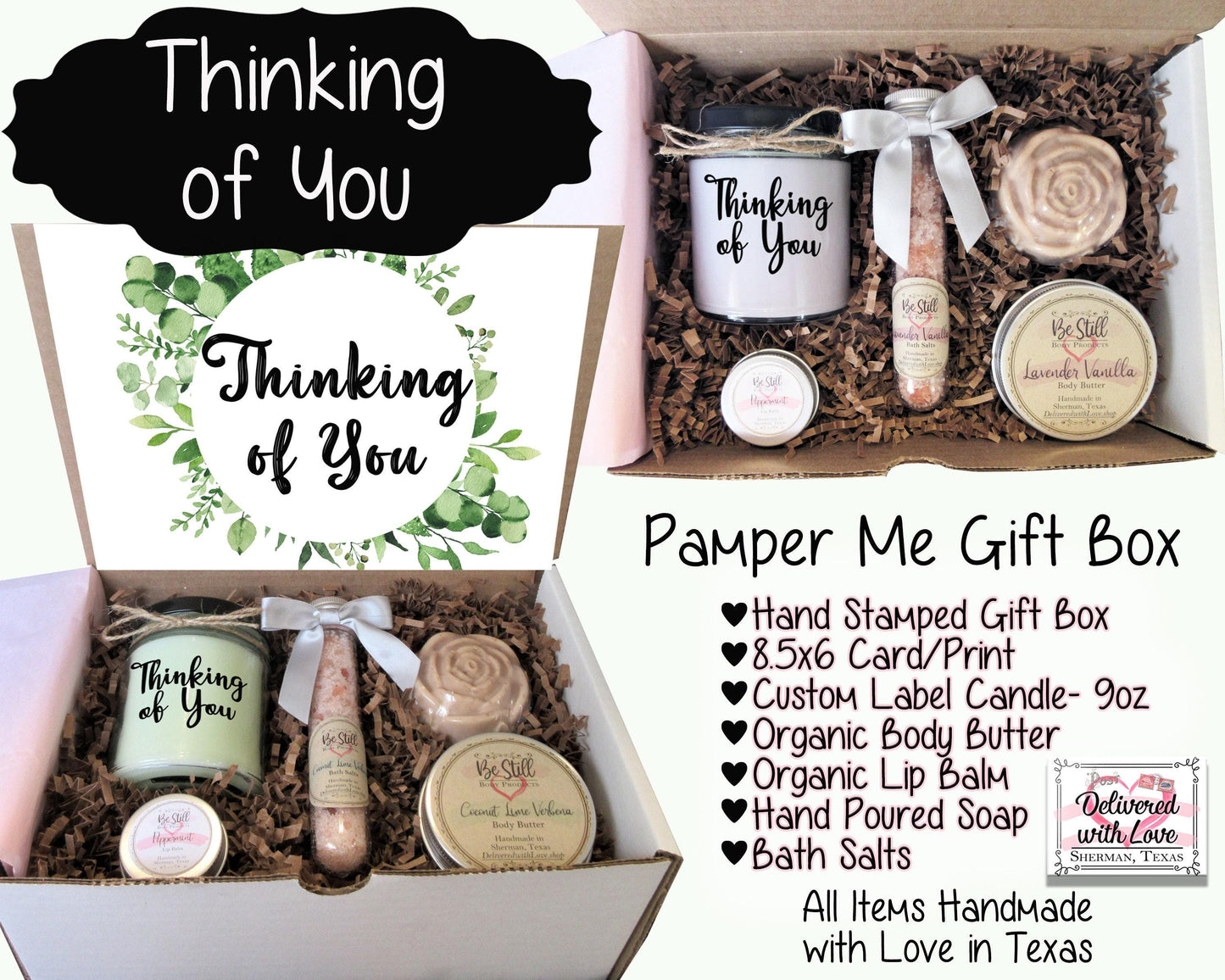 Thinking of You Gift Box | Care Package for Her | Self Care Gift Box | Encouragement, Get Well, Sympathy, Injury, Surgery, Breakup