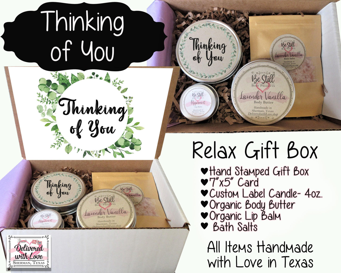 Thinking of You Gift Box | Care Package for Her | Self Care Gift Box | Encouragement, Get Well, Sympathy, Injury, Surgery, Breakup